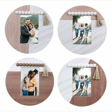 YOUNGS 4 x 6 in. Wood & MDF Geometric Round Photo Framed, 4 Assorted Color 12529